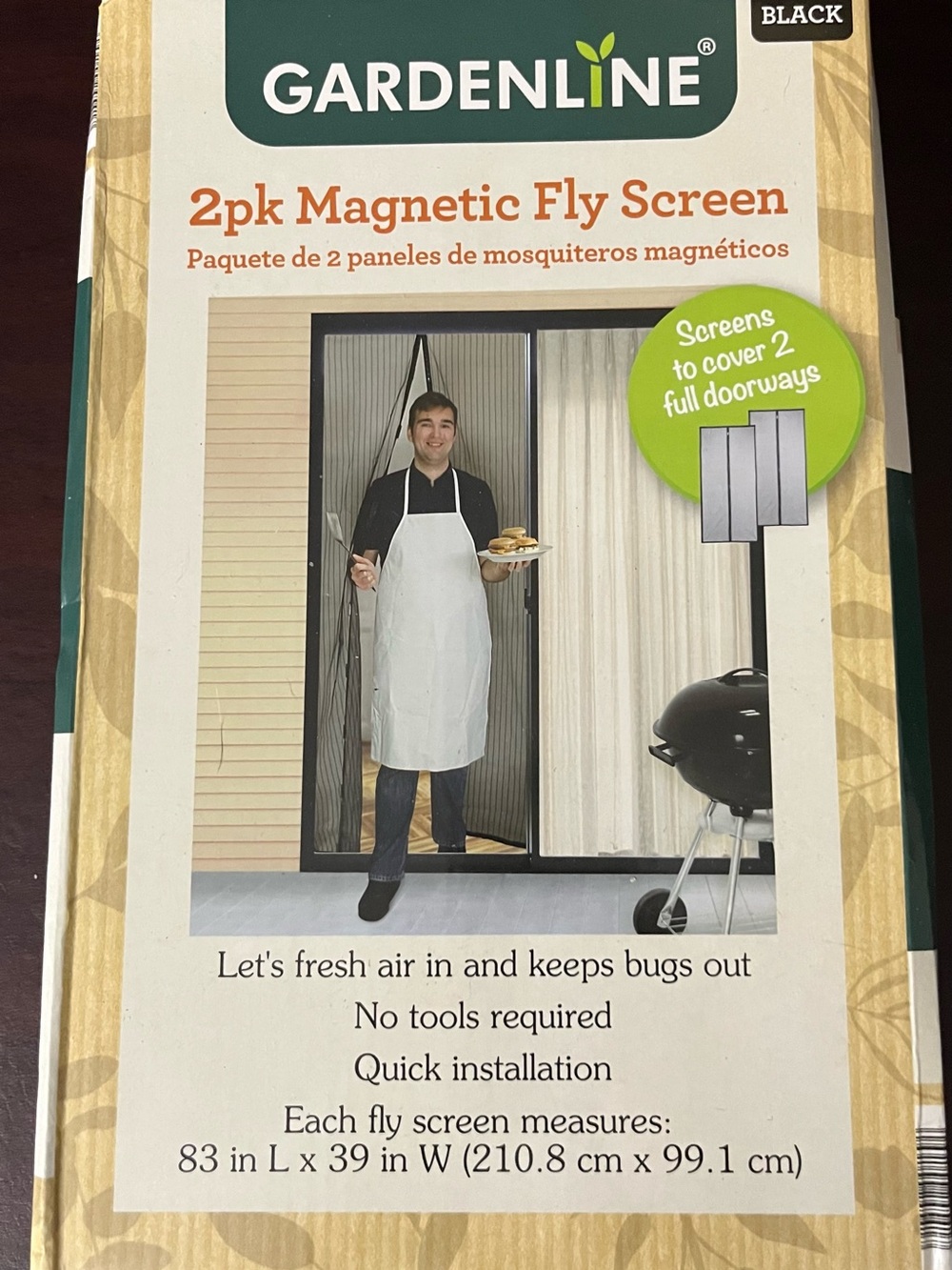 2pk Magnetic Fly Screen - Black